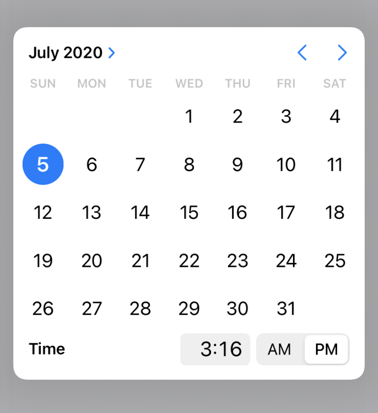 iOS date input calendar picker