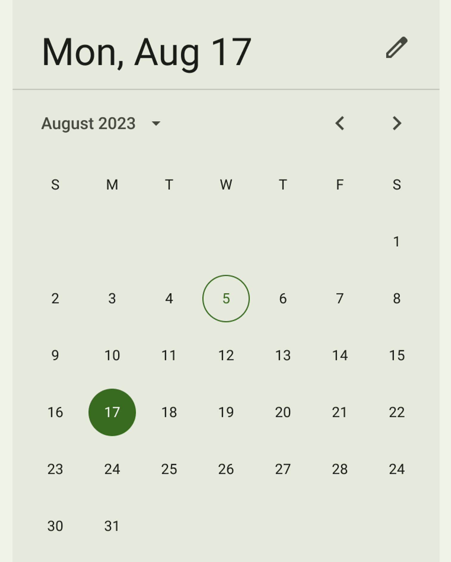 Material (Android) date input calendar picker